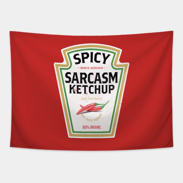 Spicy Sarcasm Ketchup Tapestry by zawitees