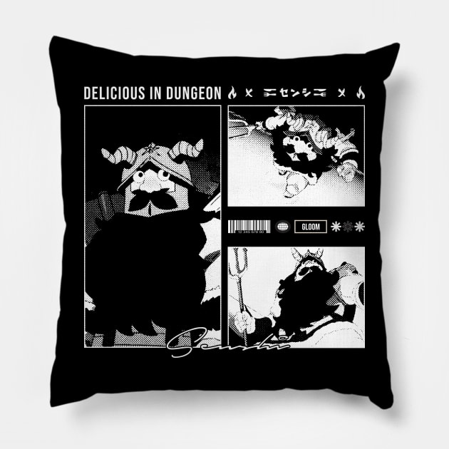 Senshi Dungeon Meshi Pillow by Gloomeeey