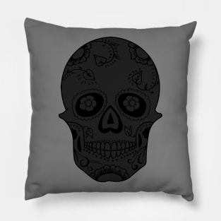 Dark Floral Sugar Skull Pillow