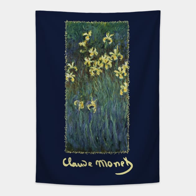 Yellow Irises by Claude Monet Tapestry by MasterpieceCafe