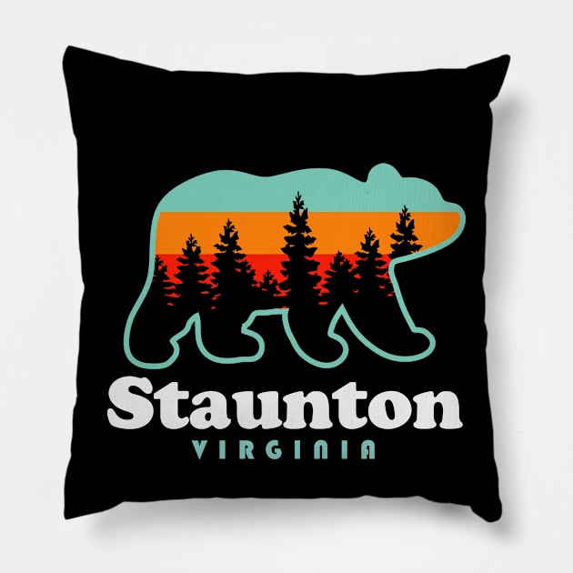 Staunton Virginia Mountain Vacation Bear Pillow by PodDesignShop