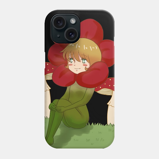 Cottagecore Aesthetic Flower Anime Girl Mori Kei Phone Case by Alex21