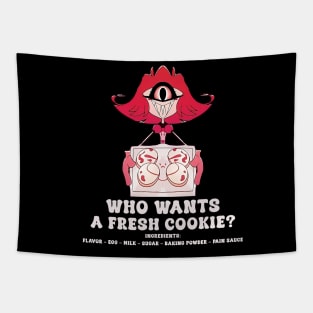 Who Wants A Fresh Cookie - Cute And Funny Hazbin Hotel Niffty Cookie Meme Tapestry