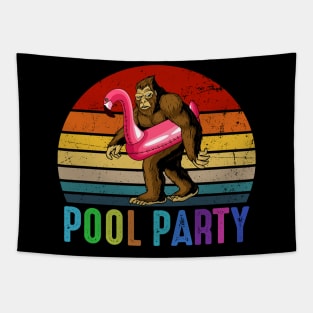 Big Foot With Pink Float Pool Party Vintage Tapestry