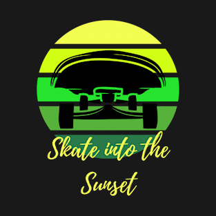 Skate into the Sunset Green Skateboard T-Shirt