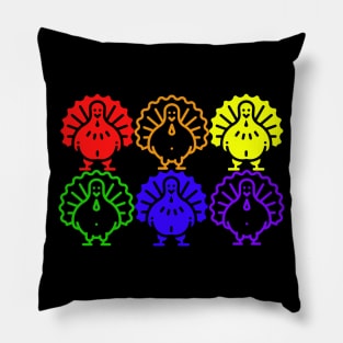 Cute Funny Rainbow Gay Pride Turkeys Thanksgiving Holiday Pillow