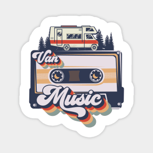 Cute retro camping van cassette music, Van music camping short quote Magnet