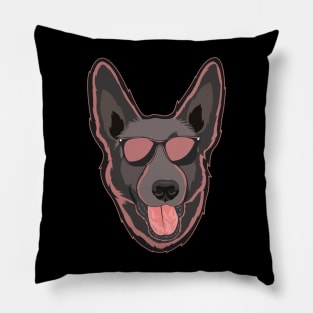 Neon Dutch Shepherd Fusion: Contemporary Canine Art Pillow