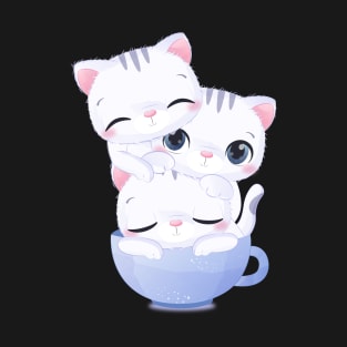 Cute Cats on a Coffee Cup Funny T-Shirt