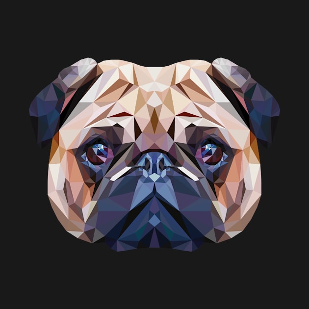 Funny Pug Polygon Dog Head Pet Gift by MaveriKDALLAS