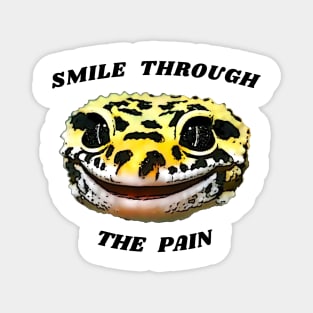 Leopard Gecko Smile Through the Pain Funny Pet Lizard Lover Magnet