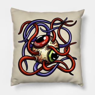 Eyeball Tentacles Weird ARt Rockabilly Tattoo Cartoon Style Eye Pillow