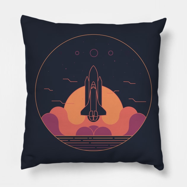 Space Shuttle Take Off Pillow by technofaze