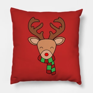 Happy Reindeer (red) Pillow