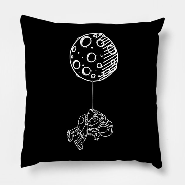 Astronaut hanging from the Moon Pillow by Vin Zzep