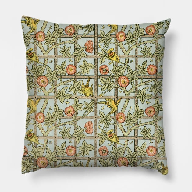 Trellis by William Morris, Vintage Textile Art Pillow by MasterpieceCafe