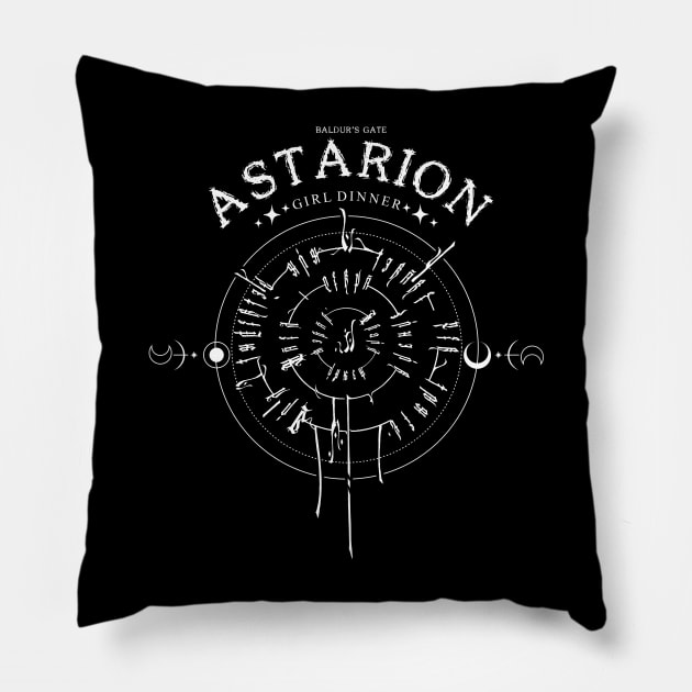 Astarion Girl Dinner Black and White Pillow by bianca alea