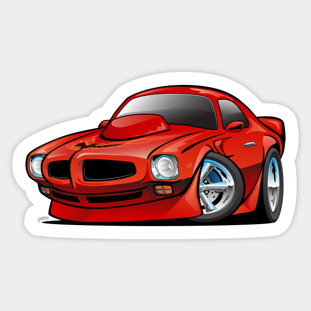 Classic Seventies American Muscle Car Cartoon Muscle Car