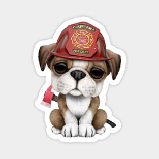 Cute Bulldog Puppy Firefighter Magnet