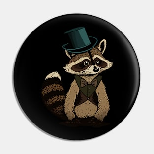 Raccoon Top Hat Pin