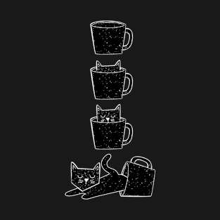 Funny Cats in black coffee cup T-Shirt