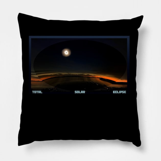 Total Solar Eclipse Sphere Sunset Sunrise Horizon mountains over lake Champlain Pillow by Aurora X