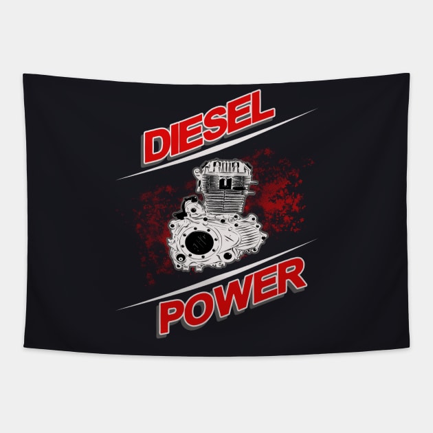 Diesel Power Diesel Driver Engine Tapestry by Foxxy Merch
