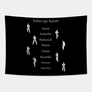 8 Kata of Isshinryu Karate with Illustrations (White Font) Tapestry