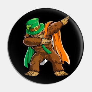 Dabbing Bigfoot St Patricks Day Men Leprechaun Irish Pin