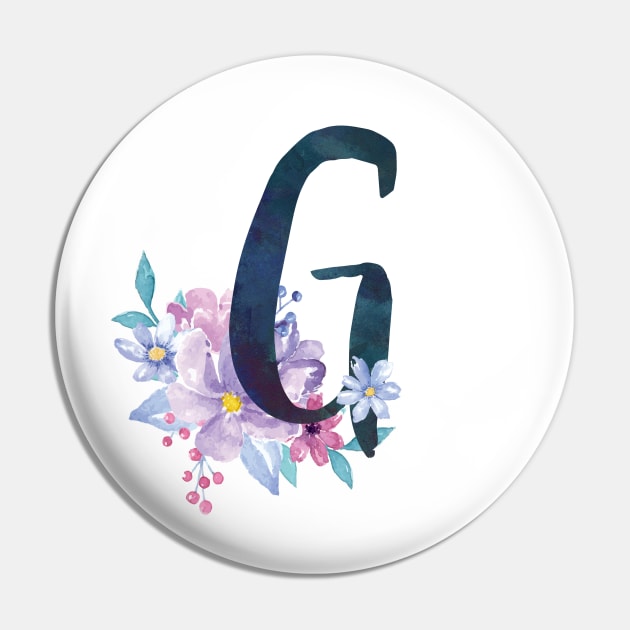 Floral Monogram G Pretty Lilac Bouquet Pin by floralmonogram