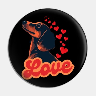 Red Hearts Love Dachshund Dog Valentine Pin