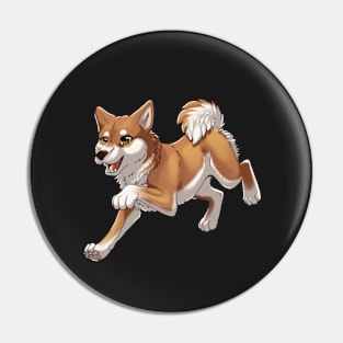 Red Shiba Inu Running Pin