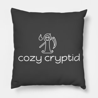 Cozy Cryptid Logo White Pillow