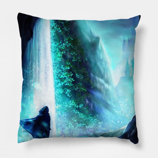 Fantasy waterfall Pillow by Anazaucav