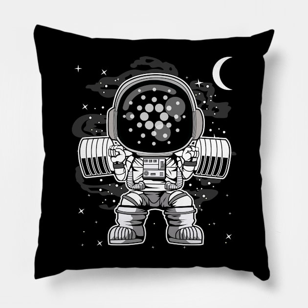 Astronaut Lifting Cardano ADA Coin To The Moon Crypto Token Cryptocurrency Blockchain Wallet Birthday Gift For Men Women Kids Pillow by Thingking About