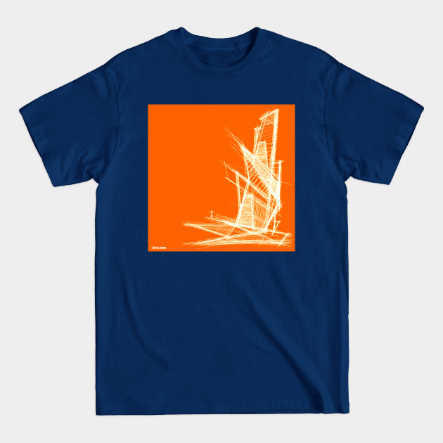 Disover architectural draft in orange sunset - Architecture - T-Shirt