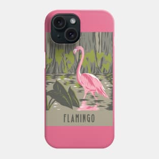 WPA Poster of a Flamingo in Everglades National Park, Florida Phone Case