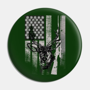 American Flag Hunting Deer Pin