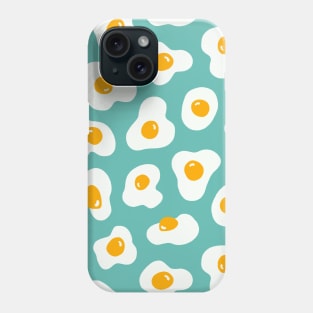 Cute Food Eggs Pattern Turquoise Background Phone Case