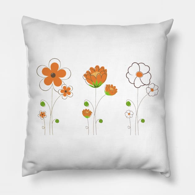 Whimsical spring flowers Pillow by chris@christinearnold.com