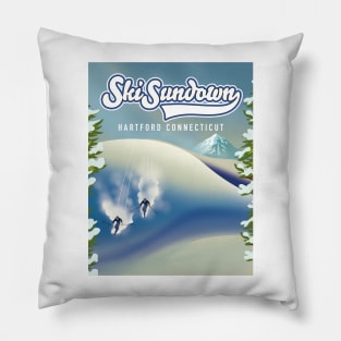 Ski Sundown New Hartford ski poster Pillow