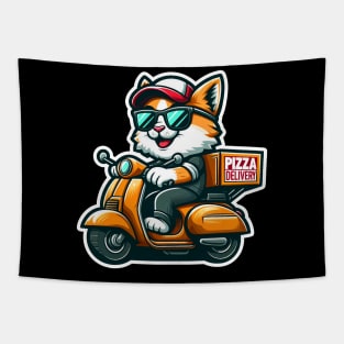 Cool Exotic Shorthair Cat Pizza Delivery Tapestry