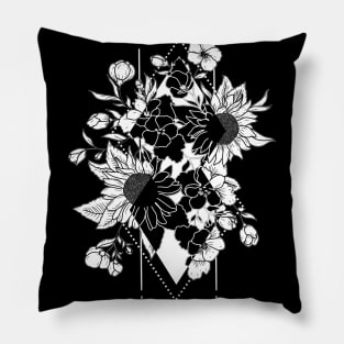 Sunflowers with Abstract Rhombuses Pillow