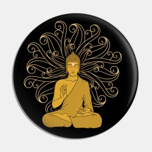 Mandala Golden Buddha in black Pin