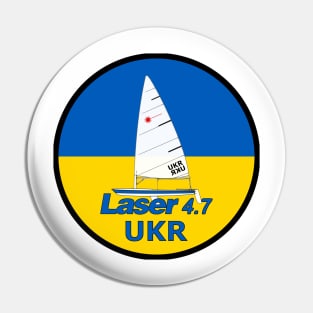 Laser sailboat on flag Ukraine Pin