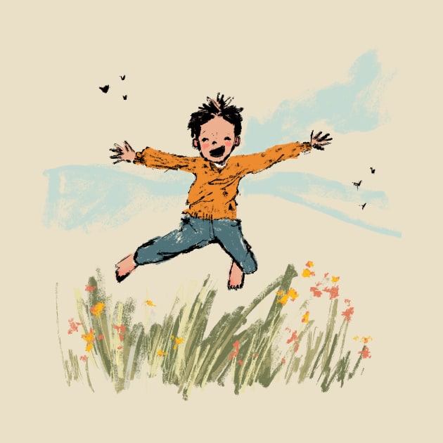 Boy with Autumn Joy by Shelley Johannes Art