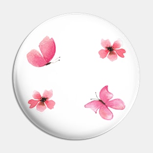 Butterflies and pink flowers Pin