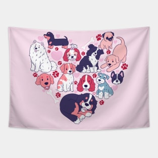 I love dogs! Cute heart shape dogs Tapestry