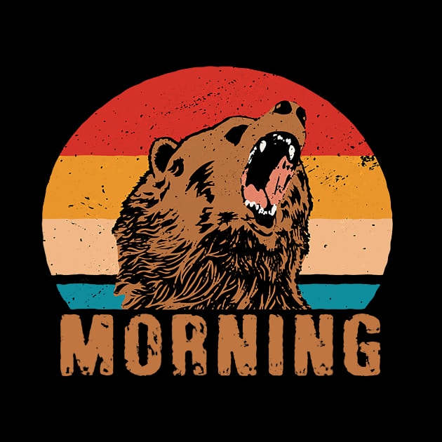 I Dont Like Morning Retro Bear Sunset by omorihisoka