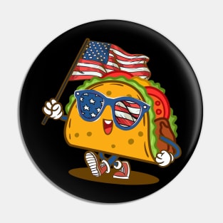 Taco Sunglasses American Flag USA Funny 4th Of July Pin